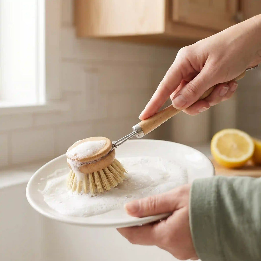 Opvaskebørste med langt skaft – naturlige fibre